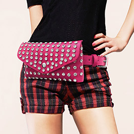 Studded Faux Leather Fanny Pack / Belt / Clutch Bag