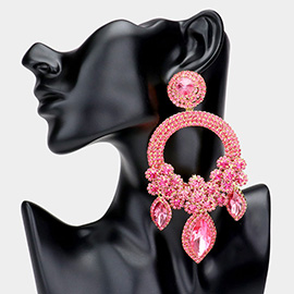 Oversized Marquise Triple Flower Chandelier Evening Earring