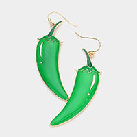 Enamel Metal Chili Pepper Dangle Earrings