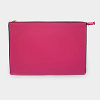 Solid Faux Leather Clutch Bag