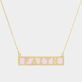 FAITH Gold Dipped Enamel Rectangle Message Pendant Necklace