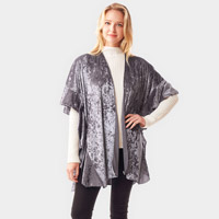 Solid Velvet Shawl Poncho