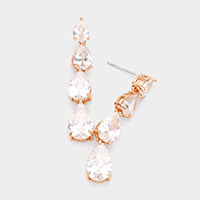 CZ Teardrop Link Dangle Evening Earrings