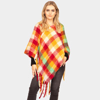 Plaid Check Patterned Poncho