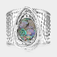 Abalone Accented Metal Cuff Bracelet