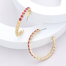 Stone Embellished Half Hoop Earrings