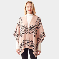 Leopard Patterned Soft Fuzzy Ruana Poncho