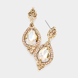 Teardrop Centered Dangle Evening Earrings