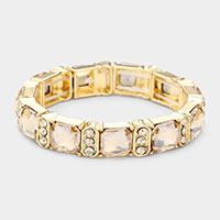 Asscher Stone Accented Stretch Evening Bracelet