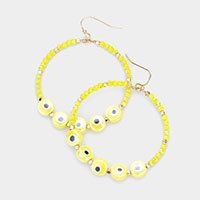 Evil Eye Faceted Beaded Open Circle Dangle Earrings