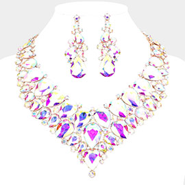 Teardrop Cluster Rhinestone Collar Necklace