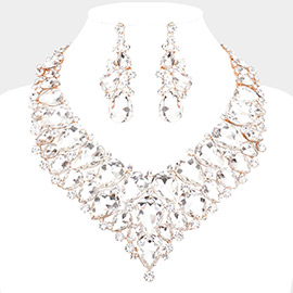 Teardrop Cluster Rhinestone Collar Necklace