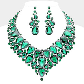 Teardrop Cluster Rhinestone Collar Necklace