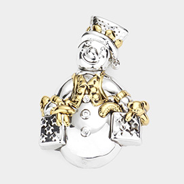 Metal Snowman Pin Brooch / Pendant