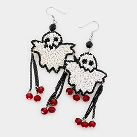 Seed Bead Ghost Dangle Earrings