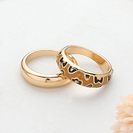 2PCS - Enamel Leopard Patterned Metal Band Mixed Rings