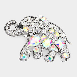 Stone Embellished Elephant Pin Brooch