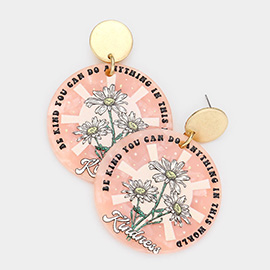 Flower Printed Resin Round Dangle Earrings