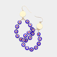 Patterned Bead Open Teardrop Dangle Earrings