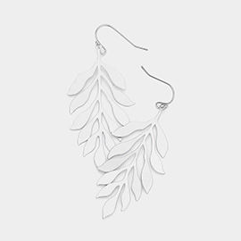 Brass Metal Leaf Dangle Earrings