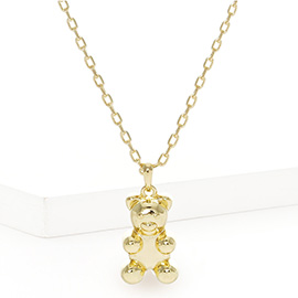 Gold Dipped Metal Bear Pendant Necklace