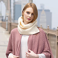 Solid Ribbed Knit Snood Scarf