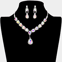 Teardrop Stone Accented Rhinestone Necklace