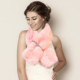 Faux Fur Bling Pull Through Scarf