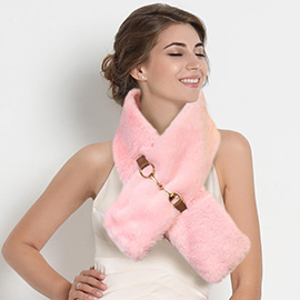 Faux Fur Leather Pull Through Scarf