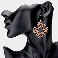 Leopard Patterned Abstract Resin Dangle Earrings