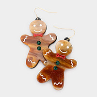 Glittered Resin Gingerbread Man Dangle Earrings