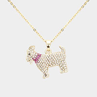 Rhinestone Embellished Goat Pendant Necklace