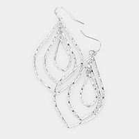 Triple Open Metal Petal Link Dangle Earrings