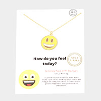 Gold Dipped Emoji Enamel Metal Round Pendant Necklace