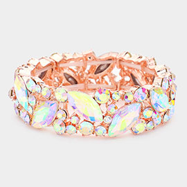 Crystal Glass Marquise Evening Stretch Bracelet