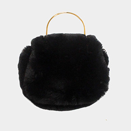 Solid Faux Fur Tote / Crossbody Bag