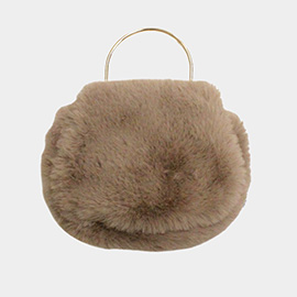 Solid Faux Fur Tote / Crossbody Bag