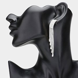 Rhinestone Rectangle Fringe Dangle Evening Earrings