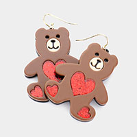 Glittered Resin Bear Dangle Earrings