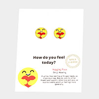 Gold Dipped Emoji Enamel Stud Earrings