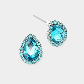 Teardrop Stone Evening Stud Earrings