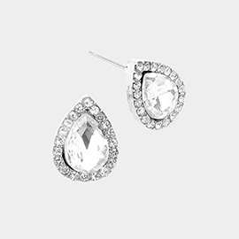 Teardrop Stone Evening Stud Earrings