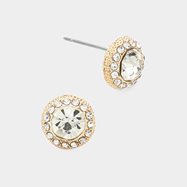 Round Stone Stud Evening Earrings