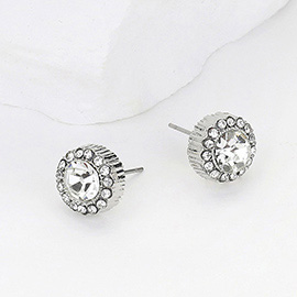 Round Stone Evening Stud Earrings