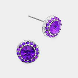 Round Stone Stud Evening Earrings