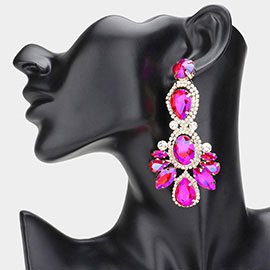 Crystal Rhinestone Pave Drop Evening Earrings