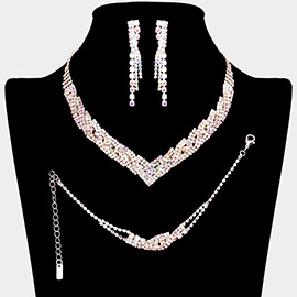 3PCS - Rhinestone Pave Necklace Jewelry Set