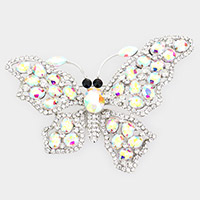 Multi Stone Butterfly Pin Brooch