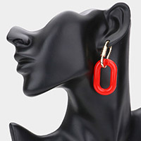 Open Resin Oval Link Dangle Huggie Earrings