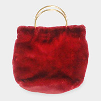 Solid Faux Fur Tote / Crossbody Bag